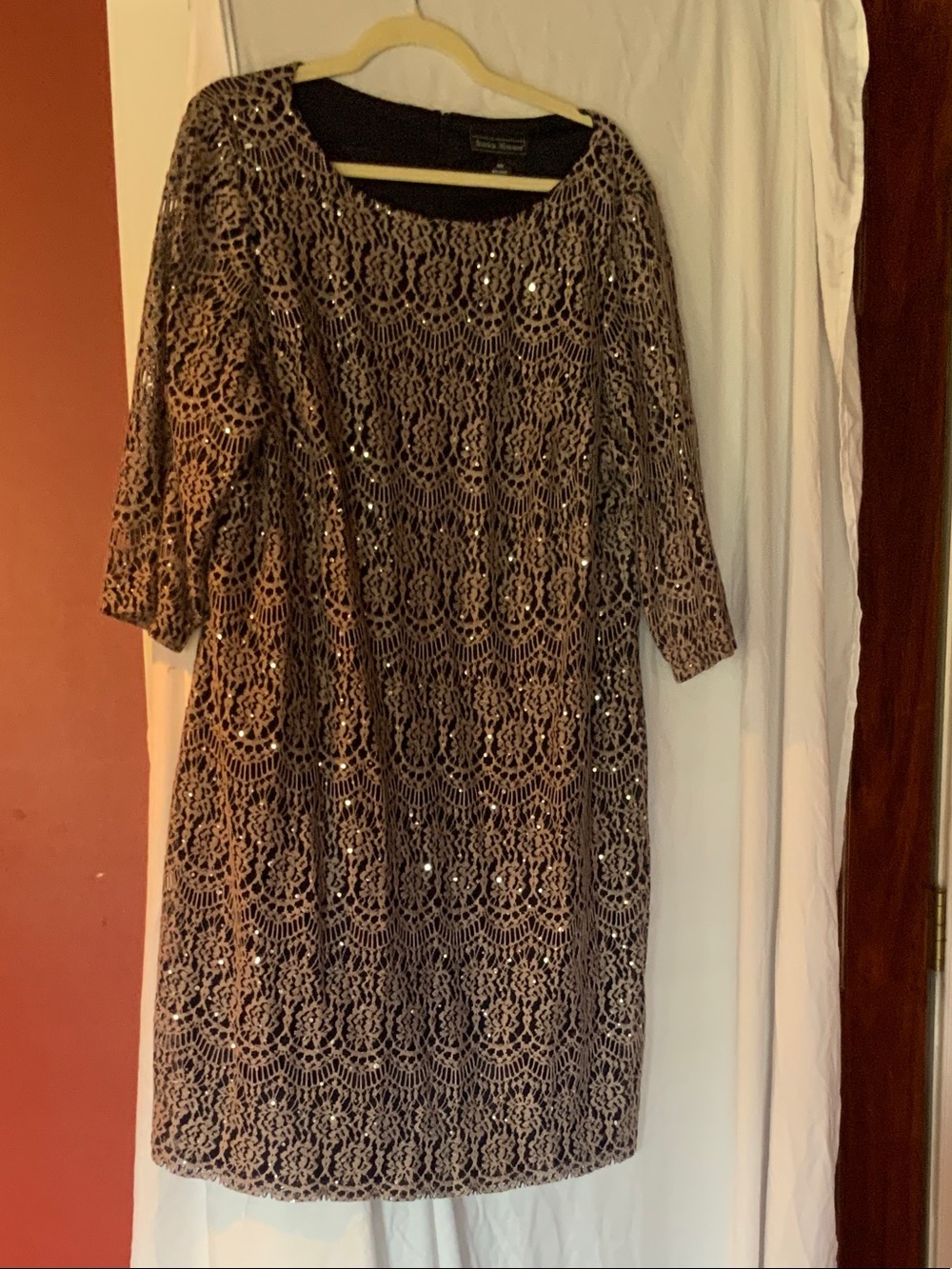 Jessica Howard Bronze Sequin Lace Cocktail Dress